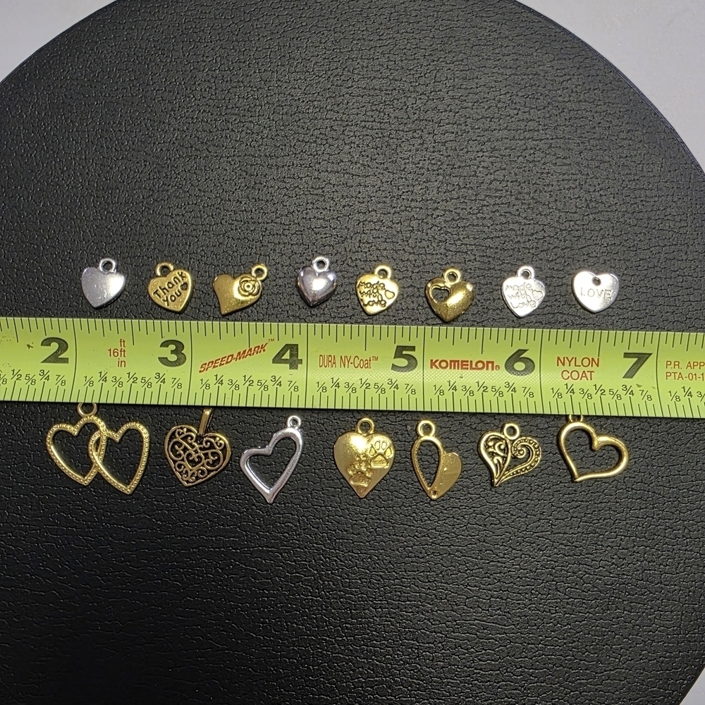 Gold and Silver Heart Charm Set - Picture 2 of 2